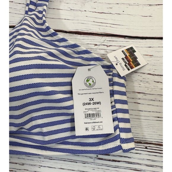 NEW Time and Tru Bikini Womens Plus Size 3X Swim Top & Bottoms Set Blue Stripes - Picture 12 of 16